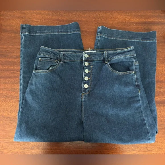 RISEN HIGH RISE BUTTON FLY ANKLE WIDE JEANS - Picture 2 of 3